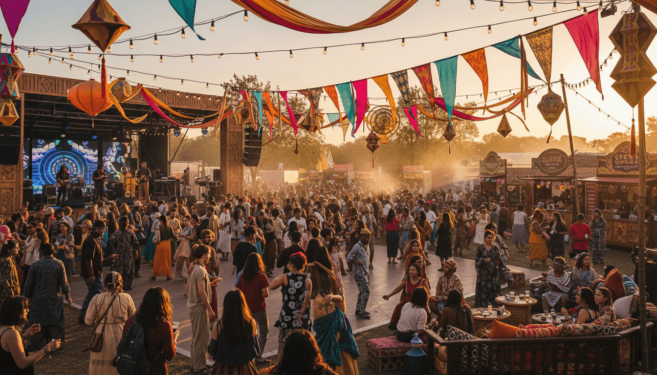 People using ZoCharge charging station at a busy outdoor venue